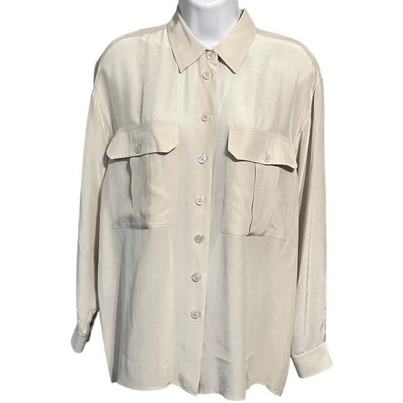 VTG Jones New York 100% Silk Sheer Blouse 8 Ivory Old Money Elegant Minimalist - Picture 4 of 8